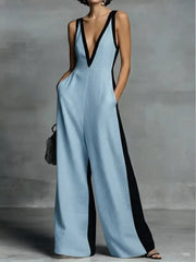 Deep V-neck Wide-leg Jumpsuit, view 11