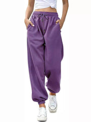Loose Fit Drawstring Joggers in Pink, editorial view