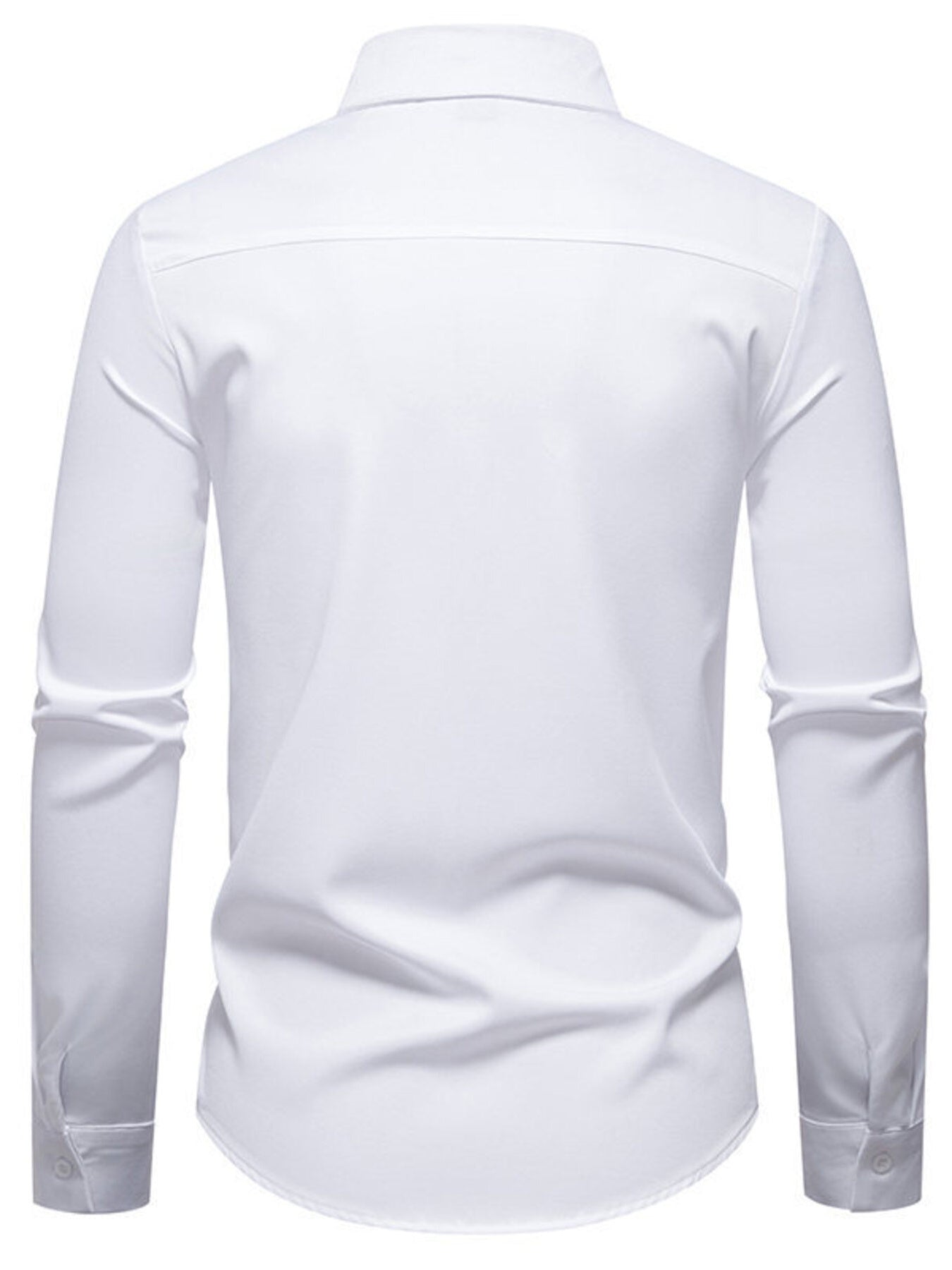 White cotton buttoned long sleeve shirt with asymmetrical ruched detail