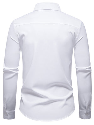 White cotton buttoned long sleeve shirt with asymmetrical ruched detail