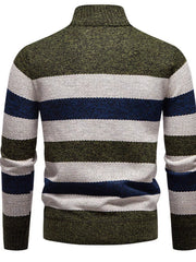Men's Plus Size Striped Quarter-zip Sweater, fabric detail