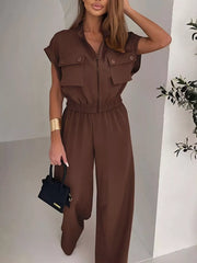 Utility-inspired Cargo Jumpsuit With Zipper