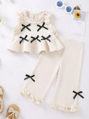 Children's Bow Waffle Knit Top And Pants Set, fit detail
