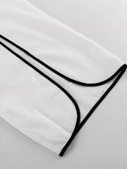 Sleek Contrast Trim Top And Wide-leg Pants Set