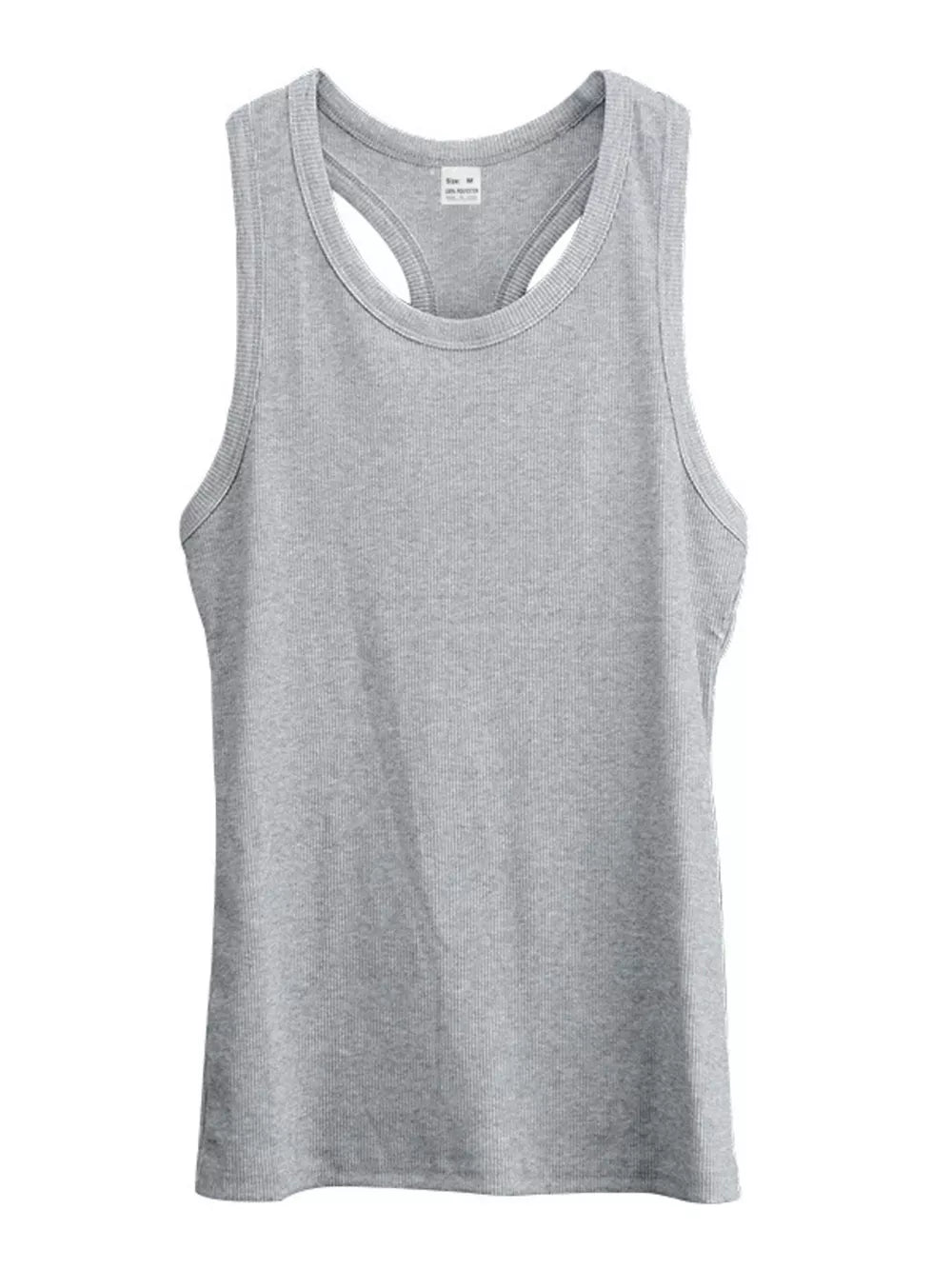 Men's Full Size Round Neck Tank in White, alternate angle