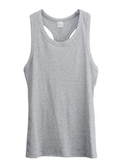 Men's Full Size Round Neck Tank in White, alternate angle