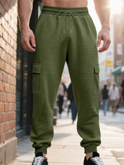 Men's Textured Cargo Joggers Plus Size, front view