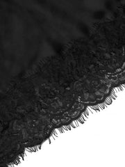 Black satin cami top with delicate lace trim detail