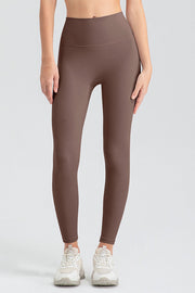 ChicFit high rise leggings in mocha, full length, seamless design.