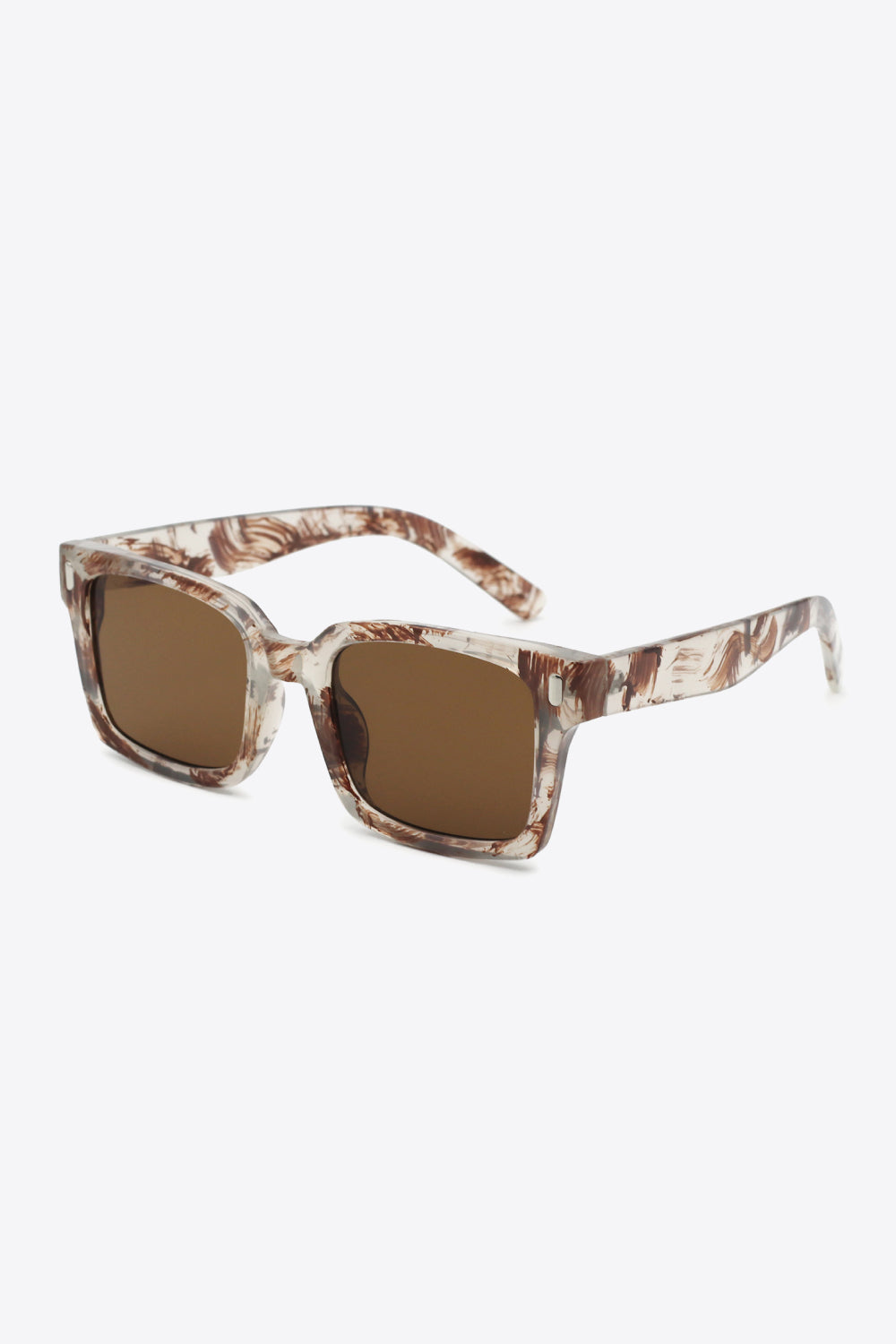 Marble effect rectangular sunglasses in chestnut with brown lenses.