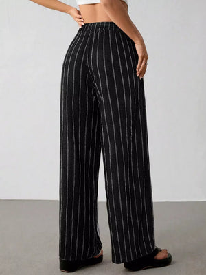Striped Wide-leg Drawstring Pants, view 11