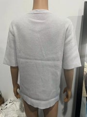 Gray ribbed knit short sleeve cropped cardigan