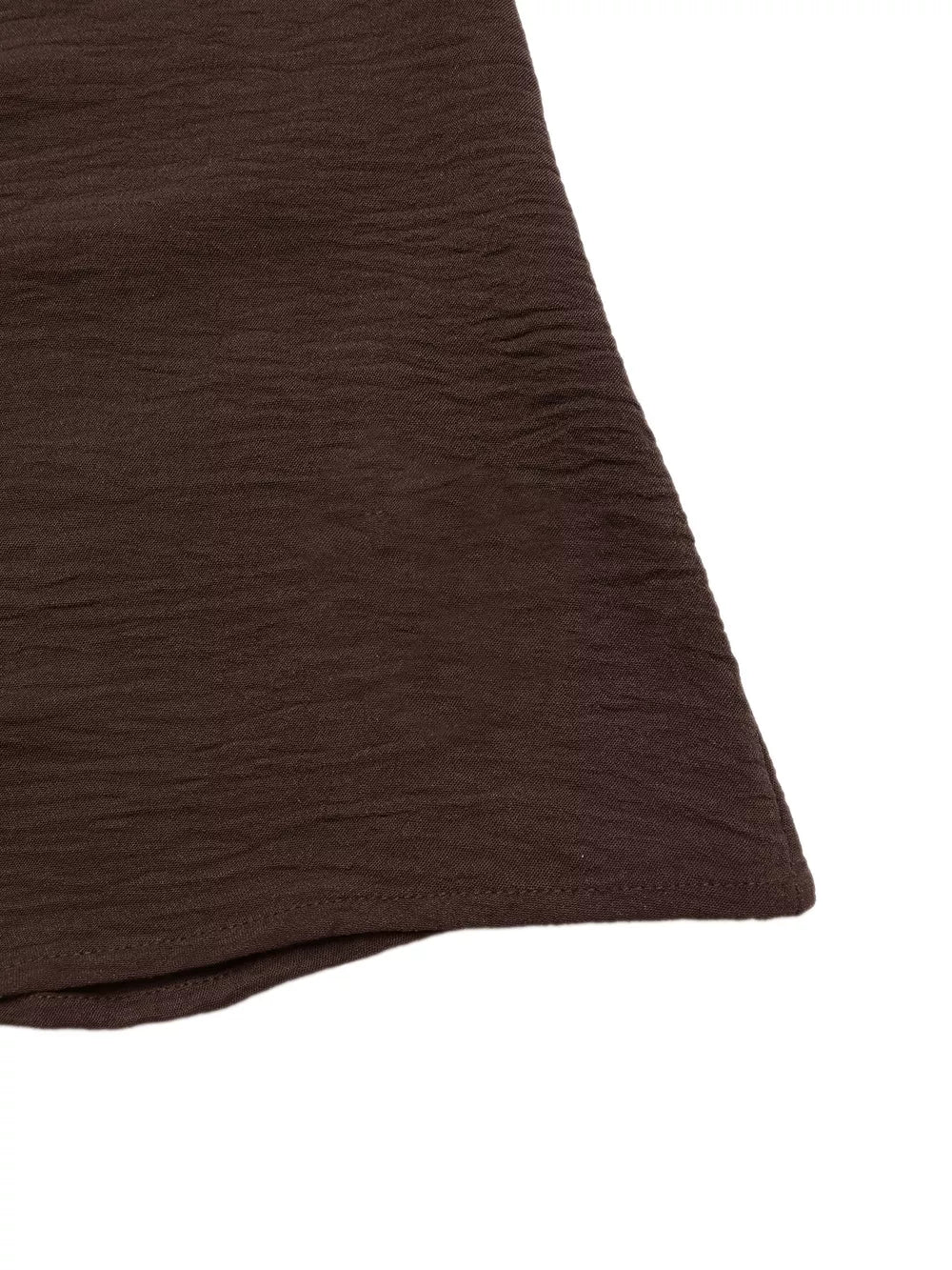 Charming Tie-front Midi Dress in coffee brown with textured fabric detail