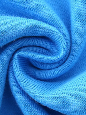 Toddler blue cotton t-shirt fabric detail