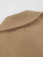 Oversized Lapel Collar Button-down Coat in Brown, view 20