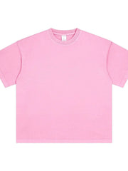 Oversized washed cotton crewneck t-shirt in Dusty Pink with a relaxed fit and crew neckline.
