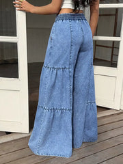Wide Leg Tiered Jeans, alternate angle