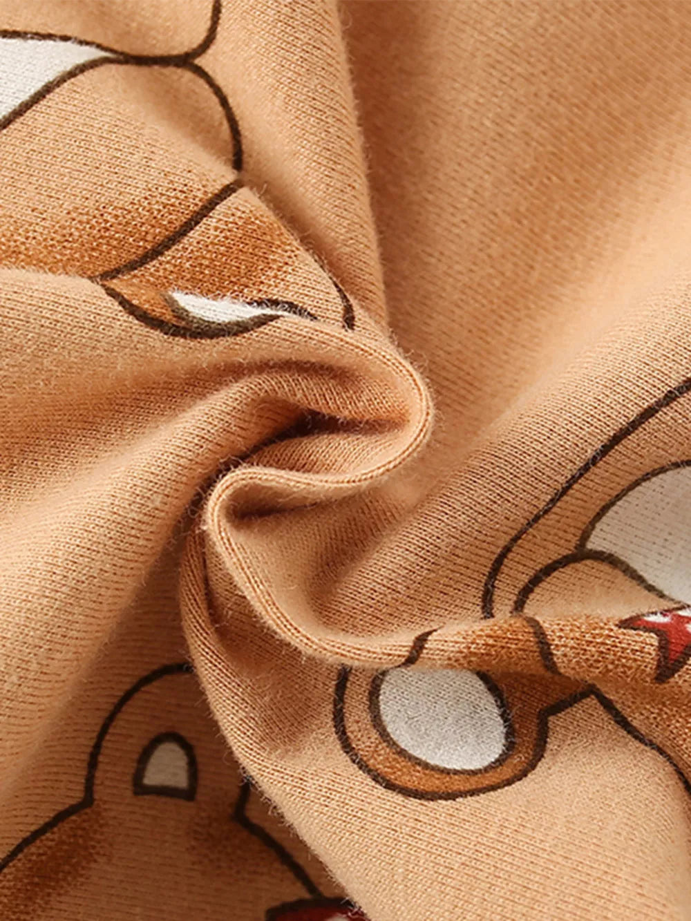 Charming bear print cotton blend baby dress detail.