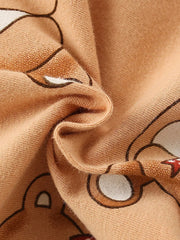 Charming bear print cotton blend baby dress detail.