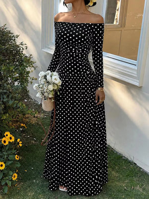 Off-the-shoulder Maxi Dress in Brown, view 14