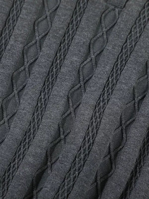 Men's Cable Knit Short Sleeve Top, fit detail