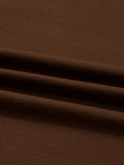Dark brown cotton blend crew neck long-sleeve t-shirt fabric detail