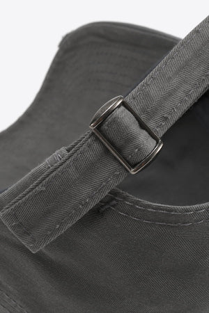 Mid Gray baseball cap with adjustable strap and metal buckle detail