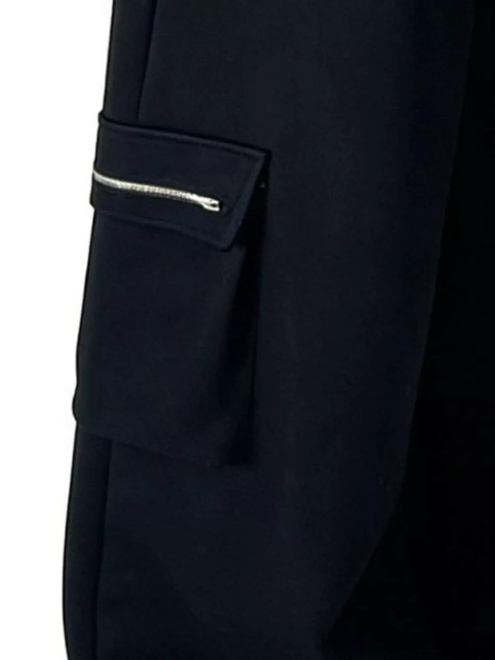 Black cotton cargo sweatpants with zippered pocket detail