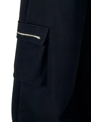 Black cotton cargo sweatpants with zippered pocket detail