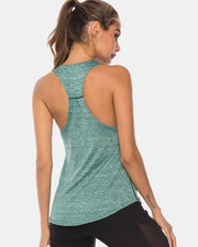 Light Green Racerback Performance Tank Top with heathered texture.