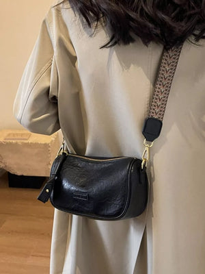 Wide Strap Crossbody Bag in Black, back view