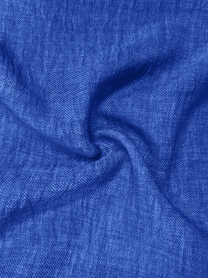 Royal blue linen vest fabric detail
