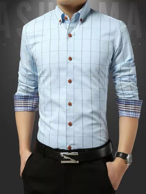 Men's Plus Size Classic Plaid Button-down Shirt, view 12