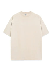 Oversized crew neck t-shirt in beige with short sleeves and a relaxed fit.