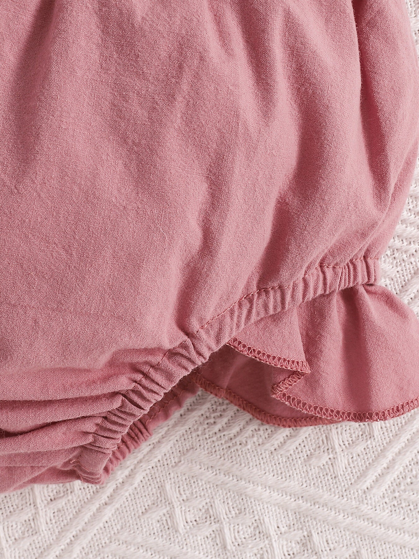 Pink baby set with ruffled bloomers and elastic waist detail