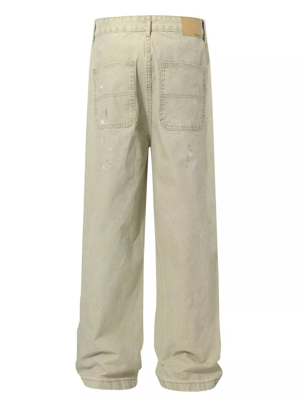 Apricot loose fit sweatpants with ink-splash detail and back pockets.
