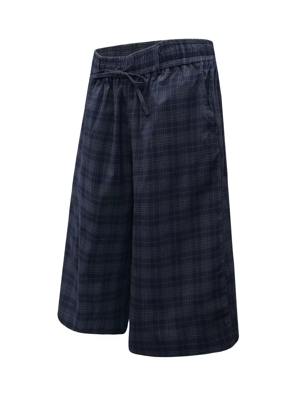 Men's Plaid Wide-leg Drawstring Shorts, side view