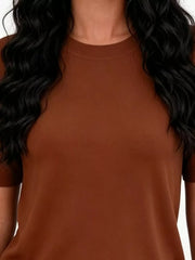 Classic Crew Neck Short Sleeve Knit Top