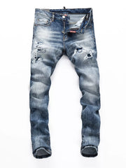 Men S Distressed Slim Fit Jeans in Medium, front view