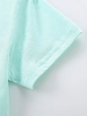 Toddler tee in light blue cotton with short sleeves and a clean hem.