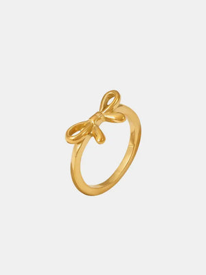 Gold bow contour ring 18K gold-plated casual accessory