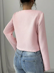 Chic Bow-embellished Cropped Jacket