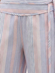 Striped Wide-leg Pants With Tie Waist in Blue, view 15
