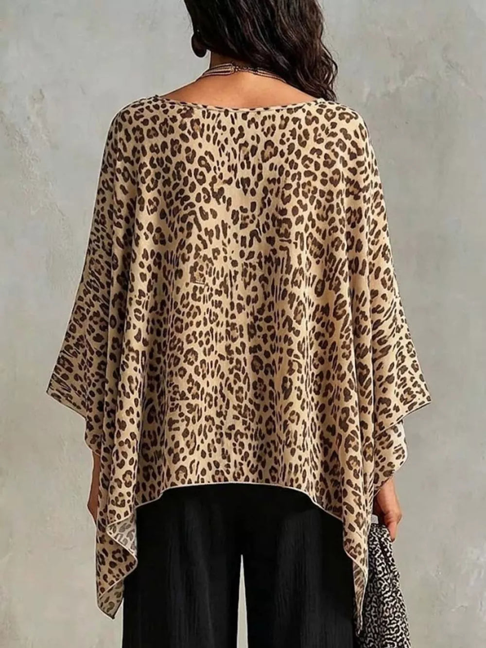 Full Size Leopard Print Asymmetrical Hem Top in Yellow, side view