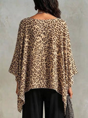 Full Size Leopard Print Asymmetrical Hem Top in Yellow, side view