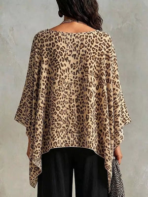 Full Size Leopard Print Asymmetrical Hem Top in Yellow, side view
