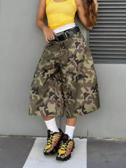 Camouflage Wide-leg Capris in Polish Camouflage, front view