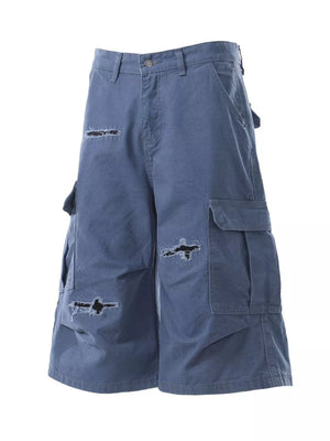 Men's Distressed Cargo Capris, side view