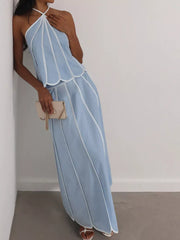 Halter Neck Two-piece Set With Scalloped Details