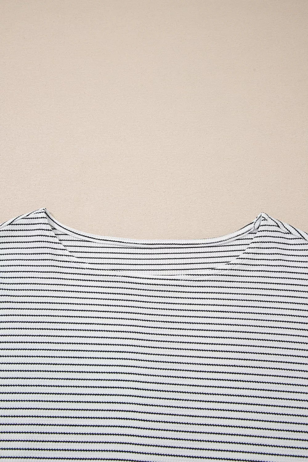 Stripe Contrasted Ruffle Trim Loose Long Sleeve Top in Stripe, editorial view